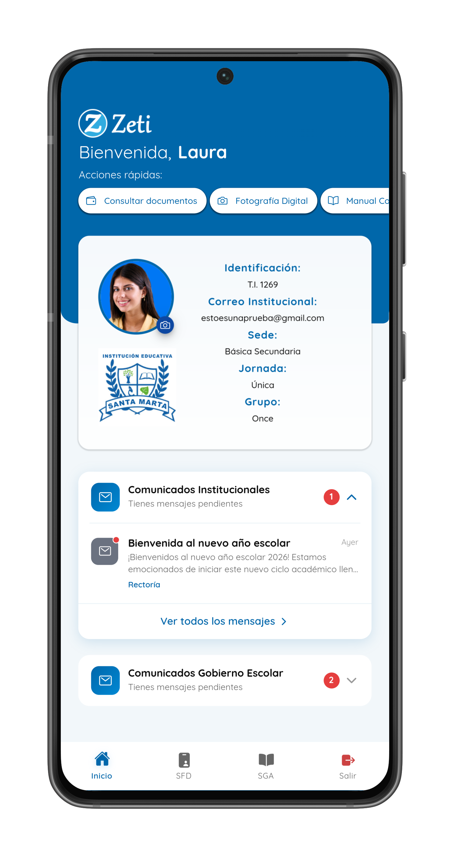 App Zeti - Inicio